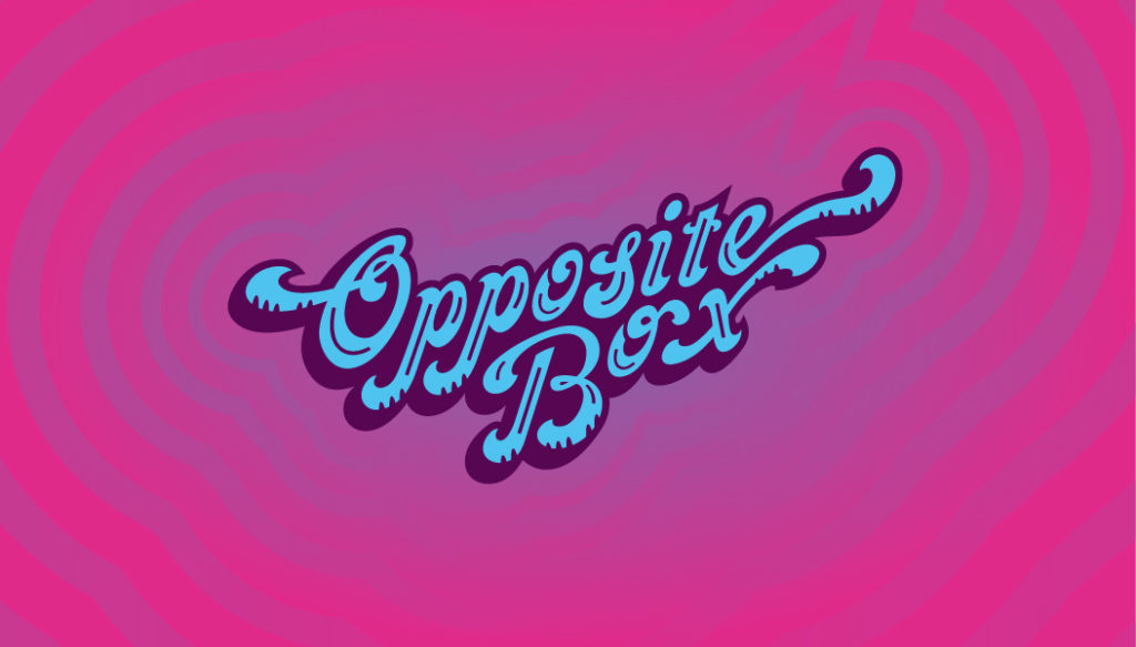 blue and purple Opposite Box logo on pink background