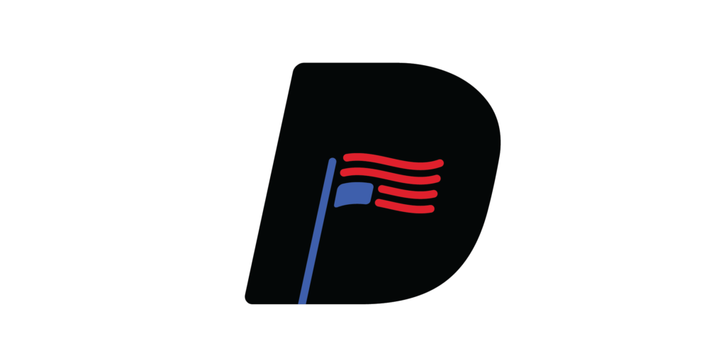 Debunkr - primary "D" logo on white background