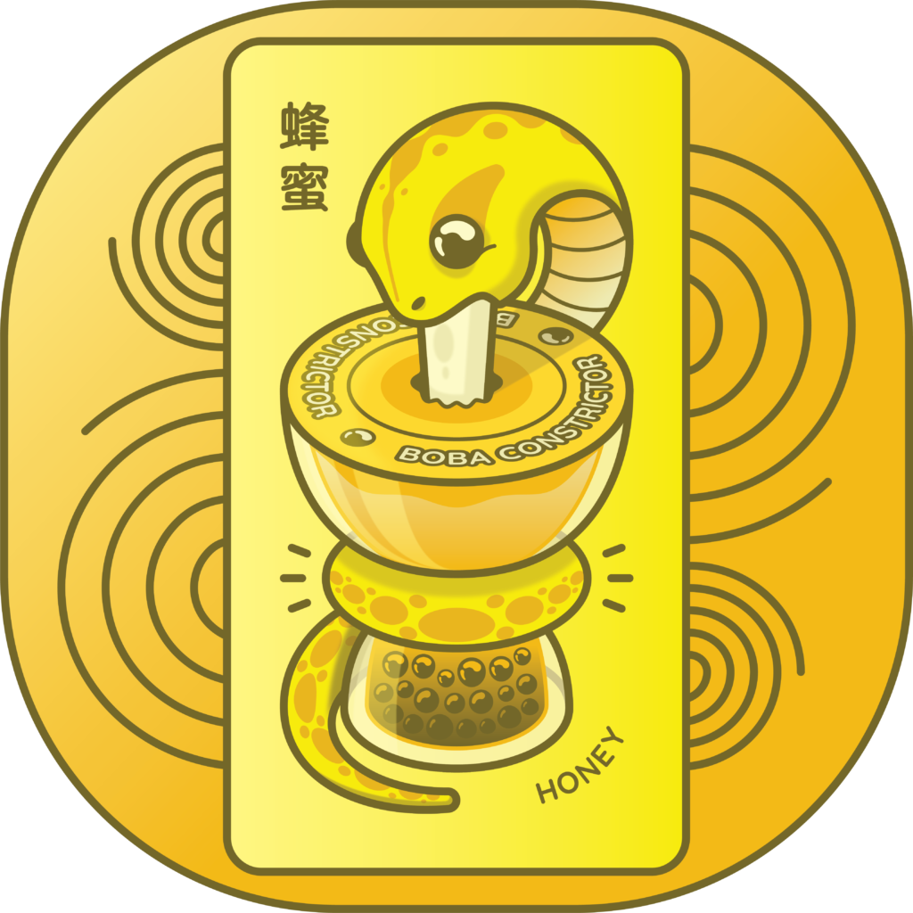 Boba Constrictor snake and cup illustration - honey flavor