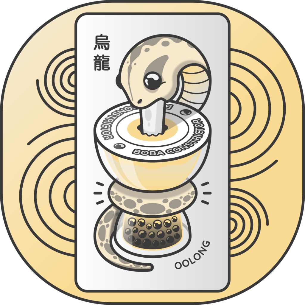 Boba Constrictor snake and cup illustration - oolong flavor