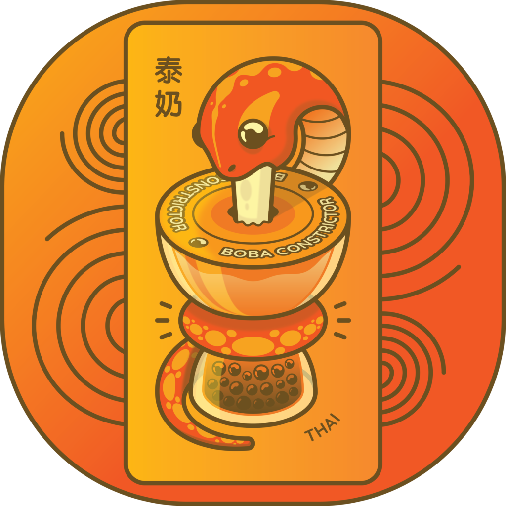 Boba Constrictor snake and cup illustration - thai flavor